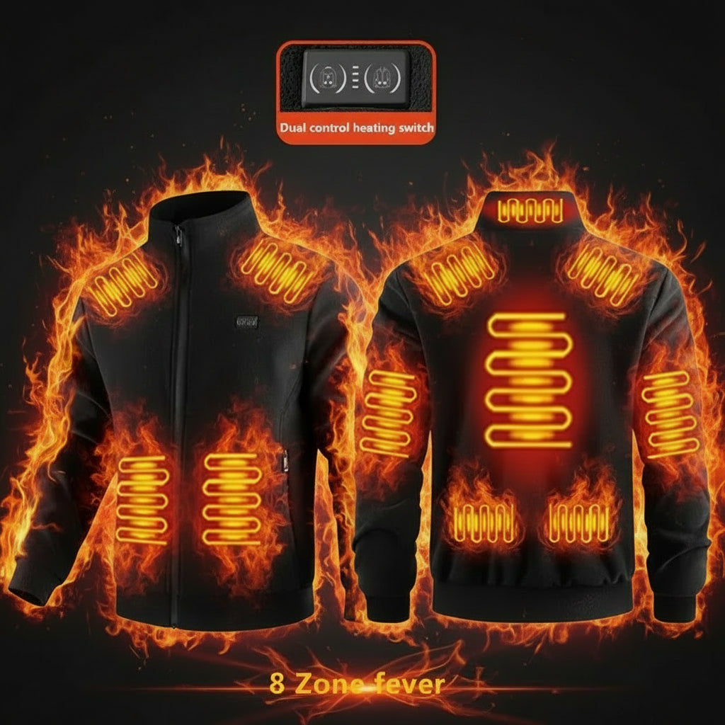 🔥 Electric Heated Polar Fleece Jacket | Smart Heating Coat 🔥 Heated Polar Fleece Jacket (Unisex) — 8-Zone Smart Heating